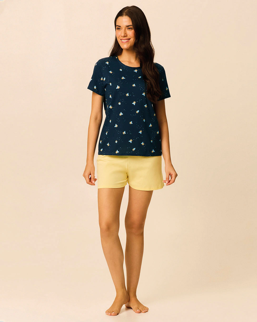 Pijama Curto Feminino Blusa Estampa Digital Em Algodão