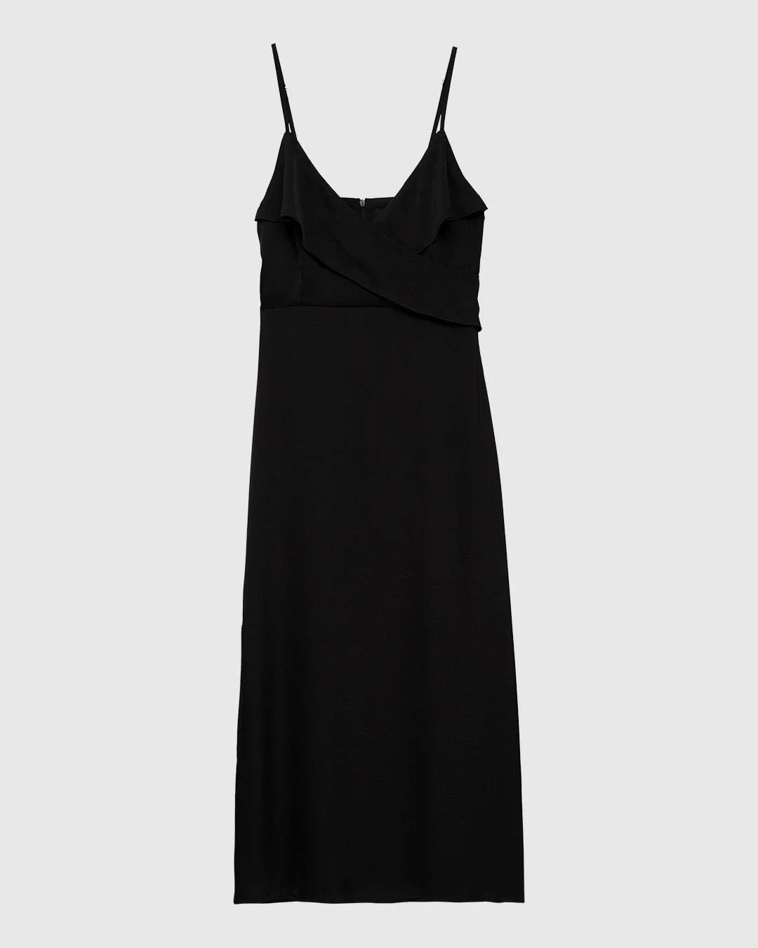 Vestido Midi Feminino Evasê Decote V Faixas Sobrepostas Em Cetim - ENFIM