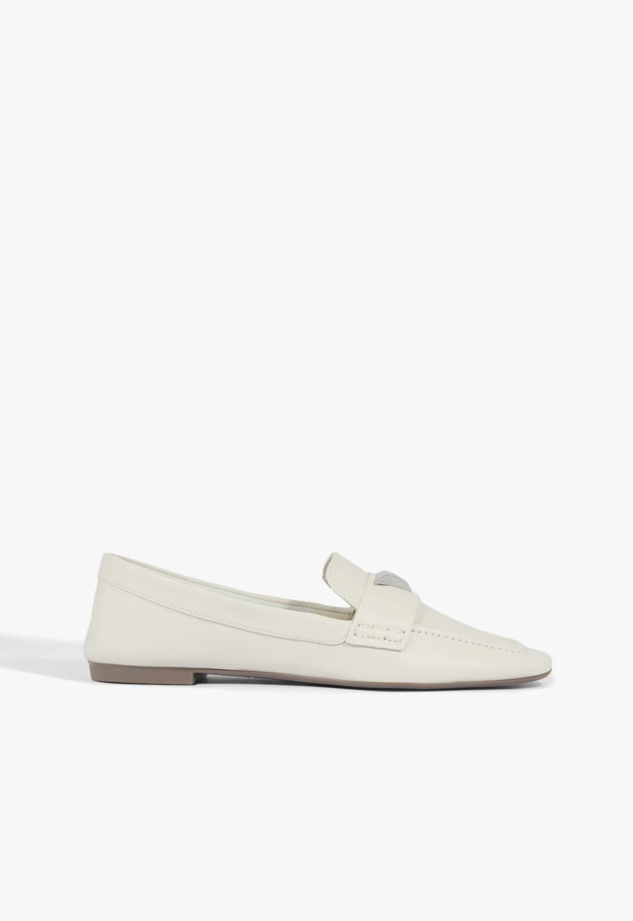 Mocassim Bico Quadrado Couro Branco