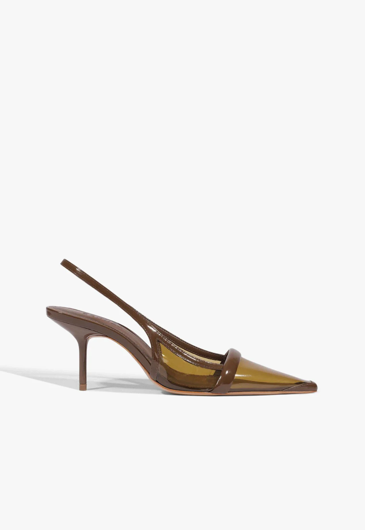 Scarpin Slingback Salto Médio Bico Fino Marrom
