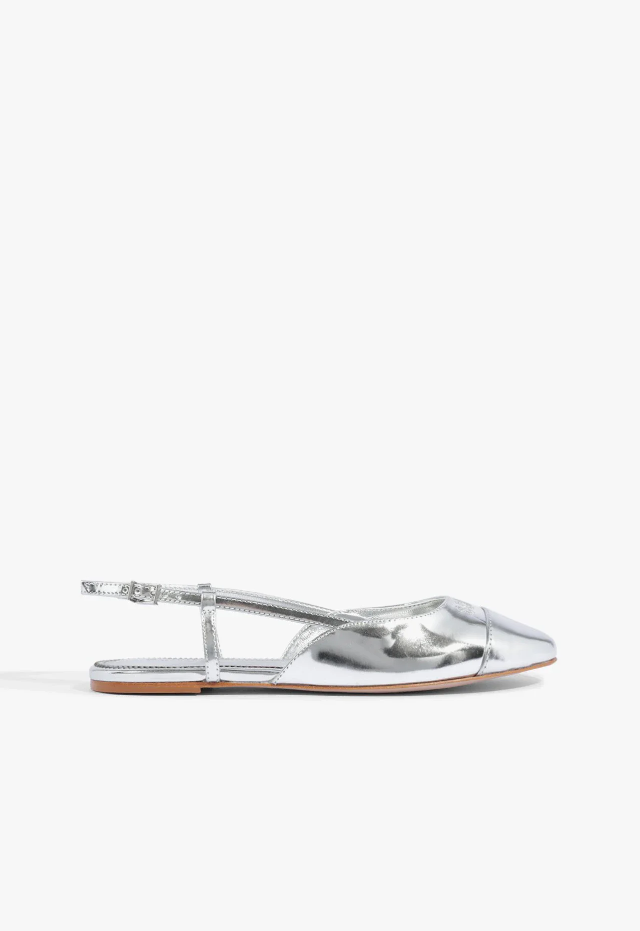 Sapatilha Slingback Couro Prata