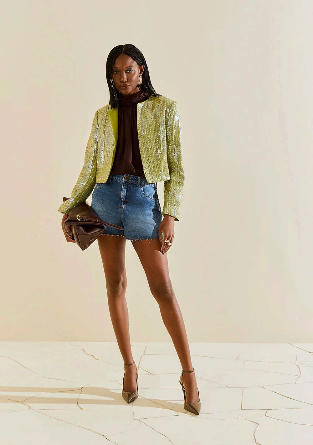 Shorts Morena Rosa Amplo Média Azul