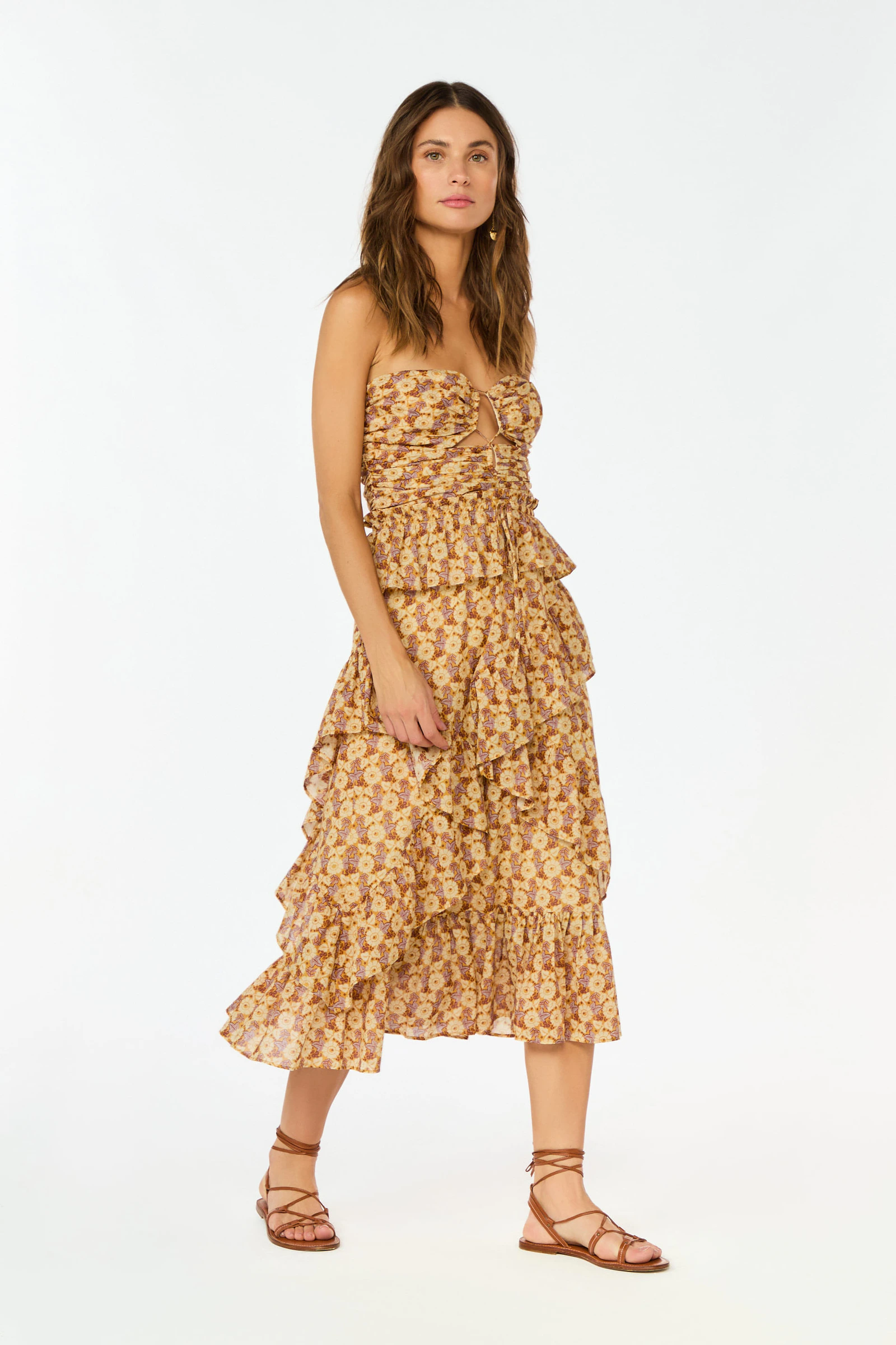 Vestido Babados Estampa Cali