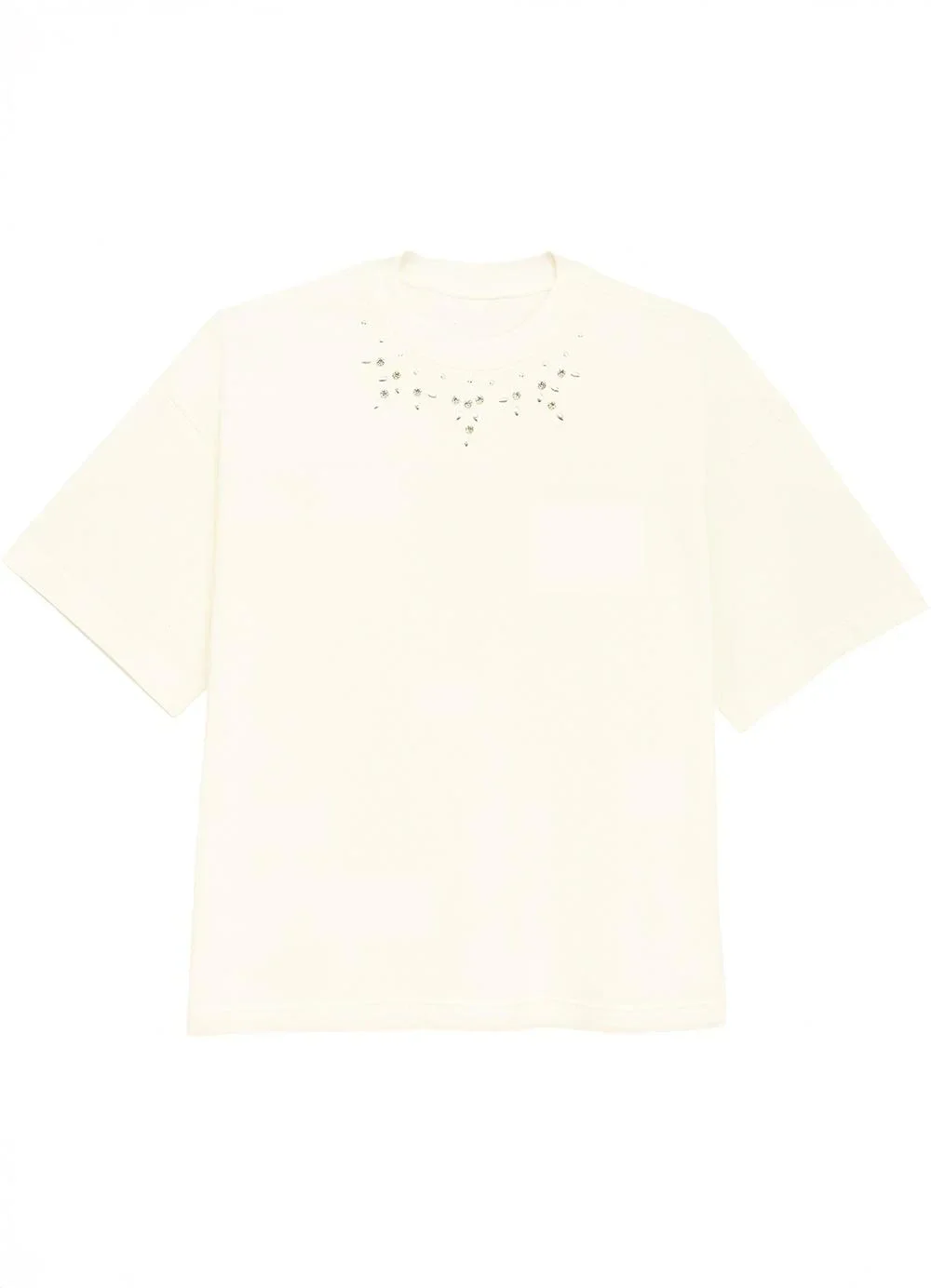 Enfim - Camiseta Feminina Ampla com Pedraria Off White