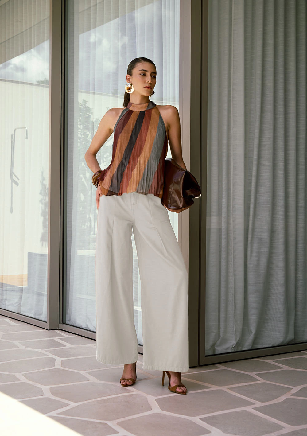 Calça Iódice Pantalona Alta Off White