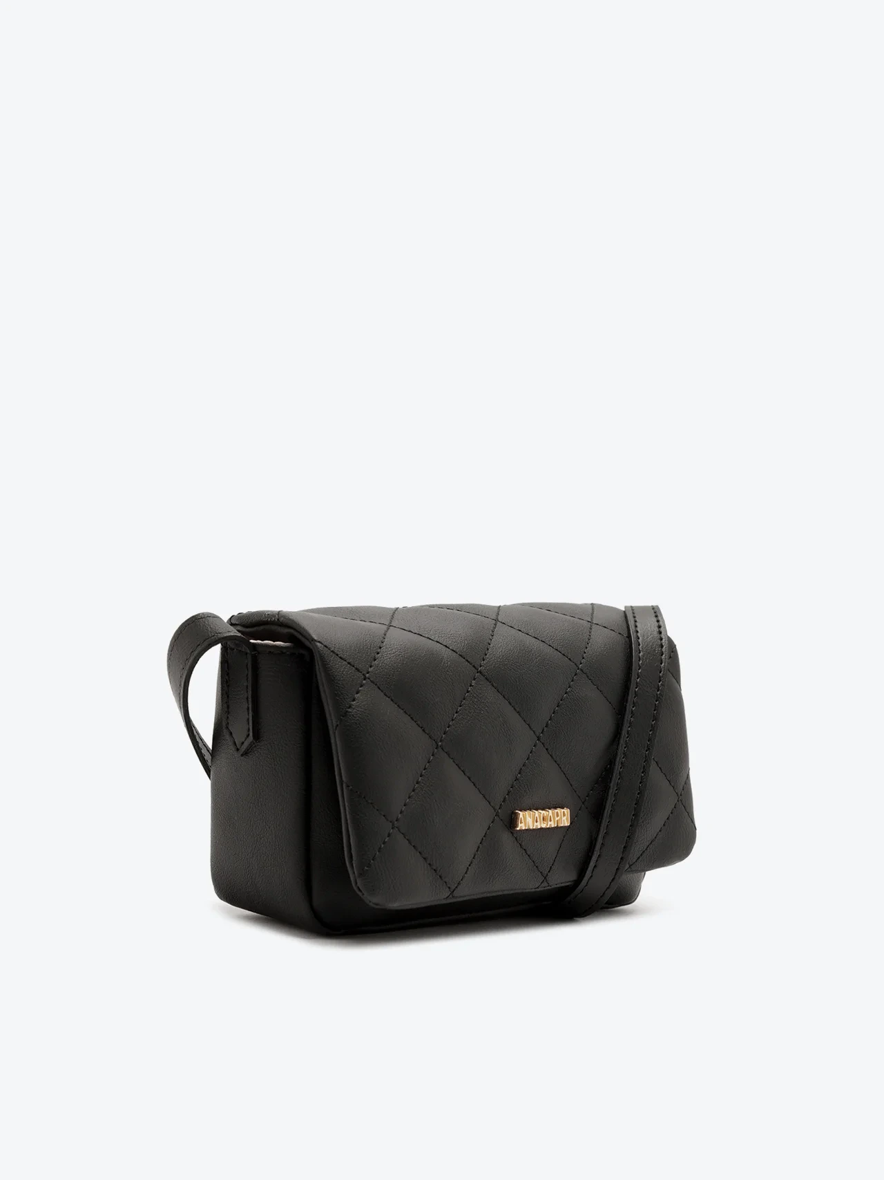 Bolsa Tiracolo Pequena Matelassê Lisa Preta