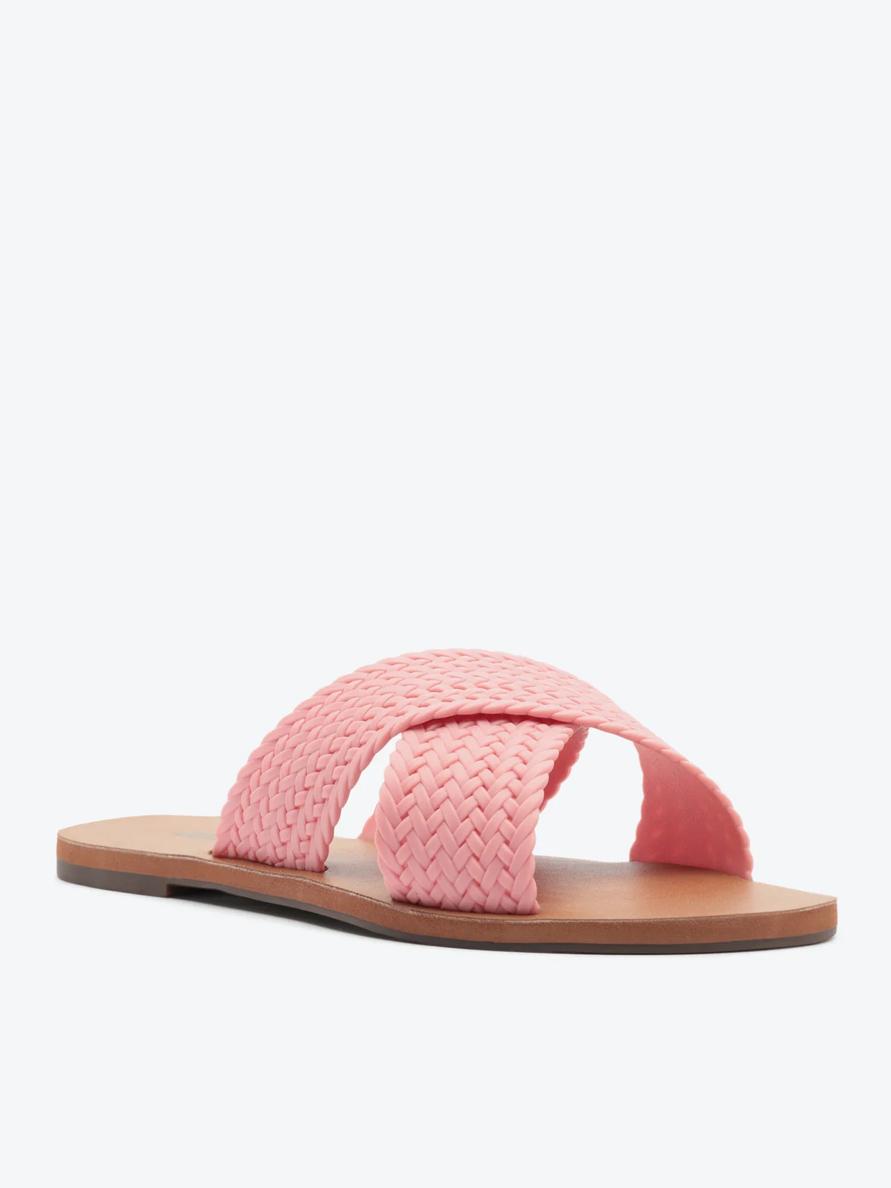 Rasteira Tiras Cruzadas Trançada Rosa