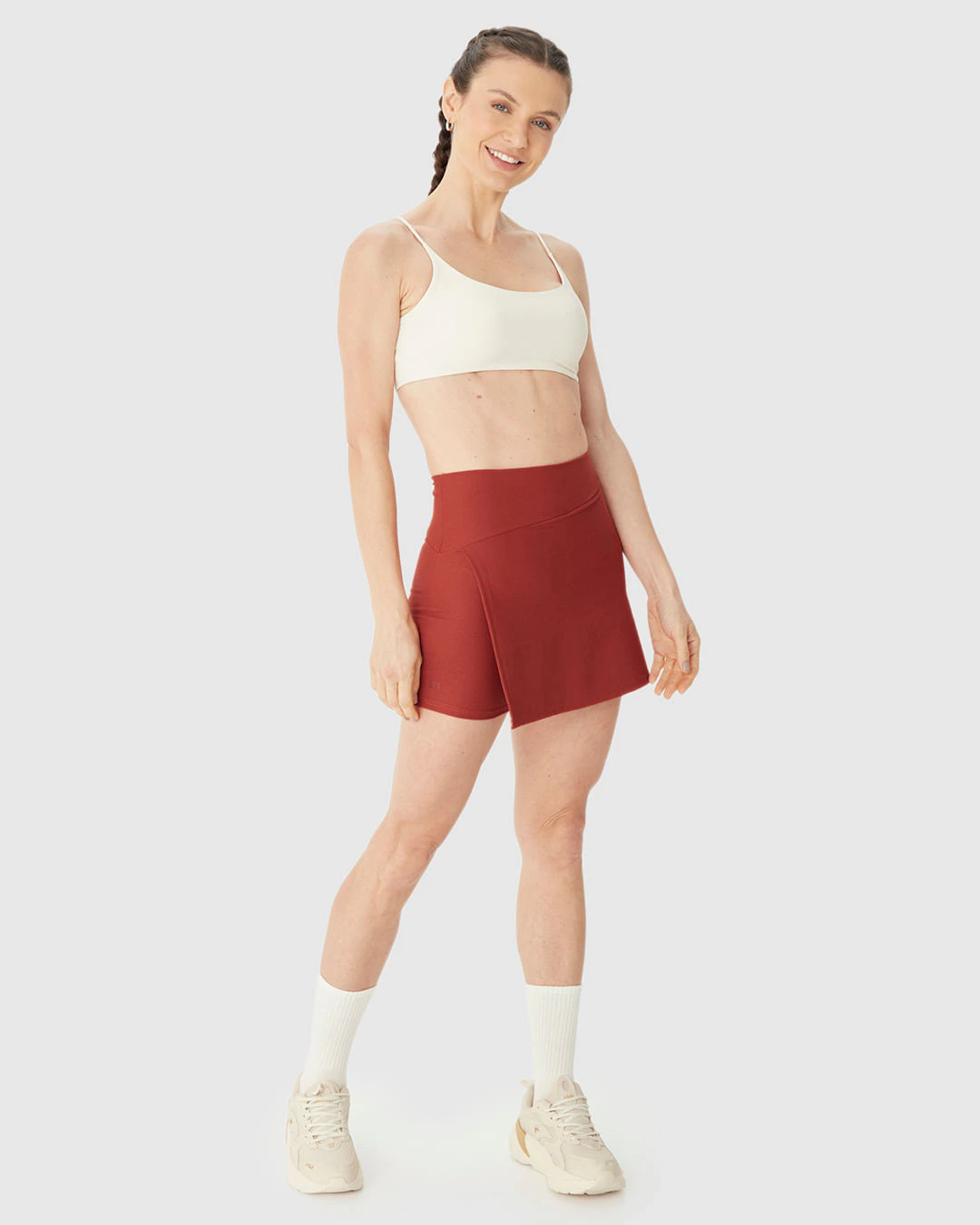 Shorts Saia Esportivo Feminino Assimétrico Em Malha Poliamida Creponada Malwee Active