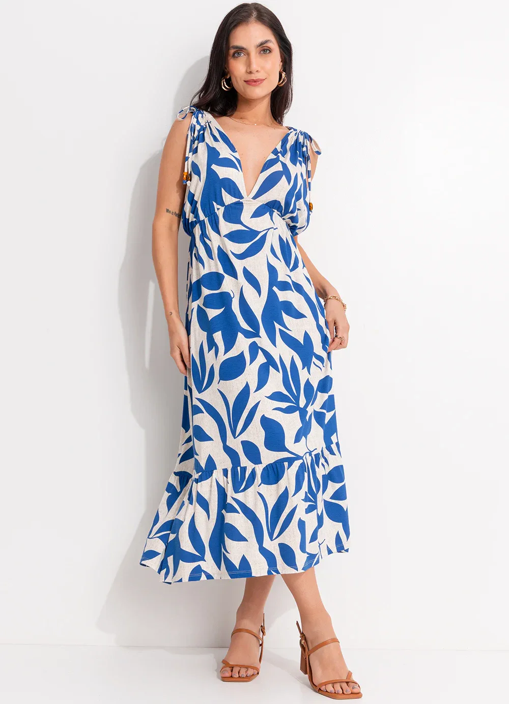 Quintess - Vestido Azul em Malha de Viscose