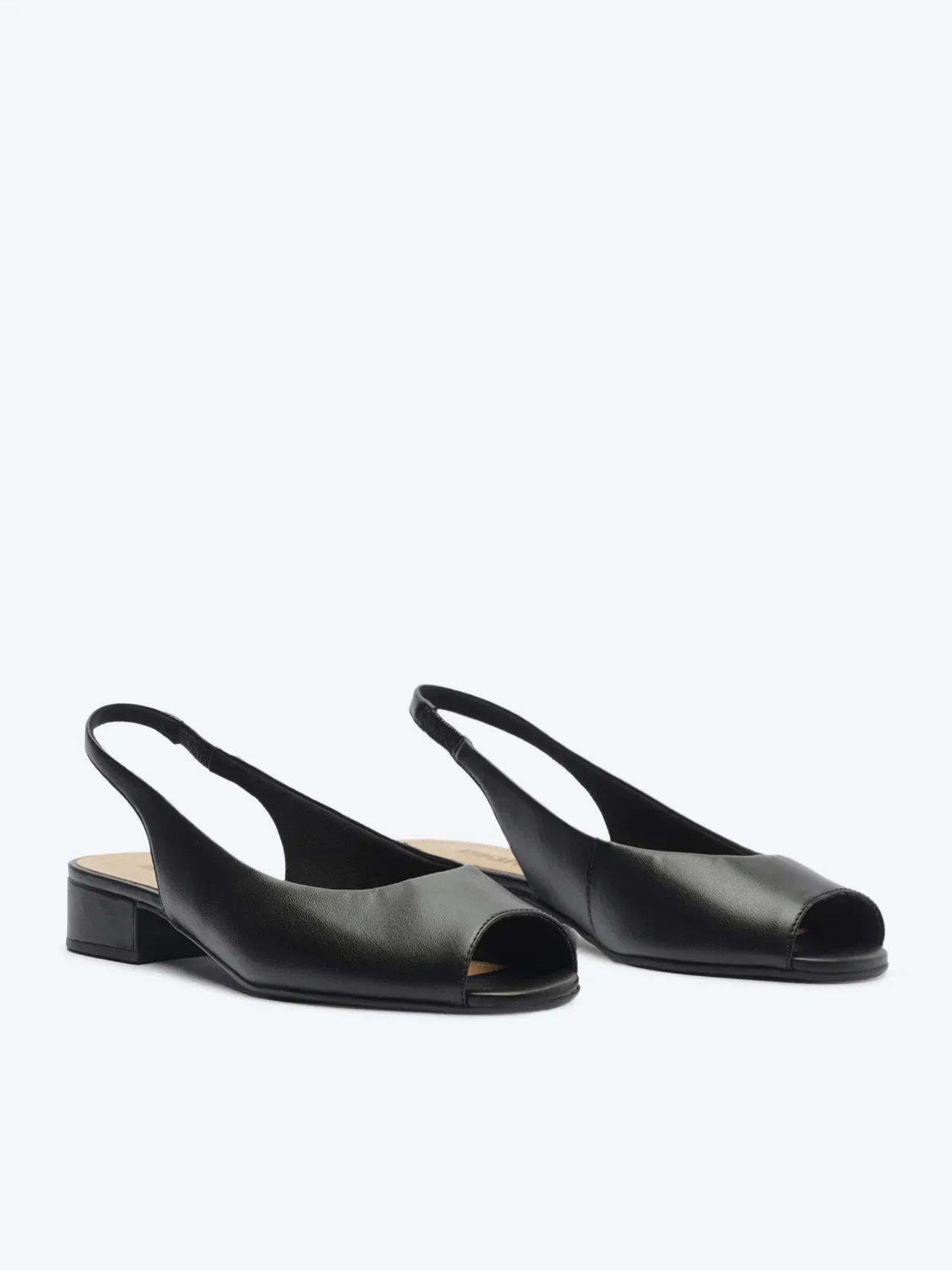Sandália Slingback Peep Toe Preta