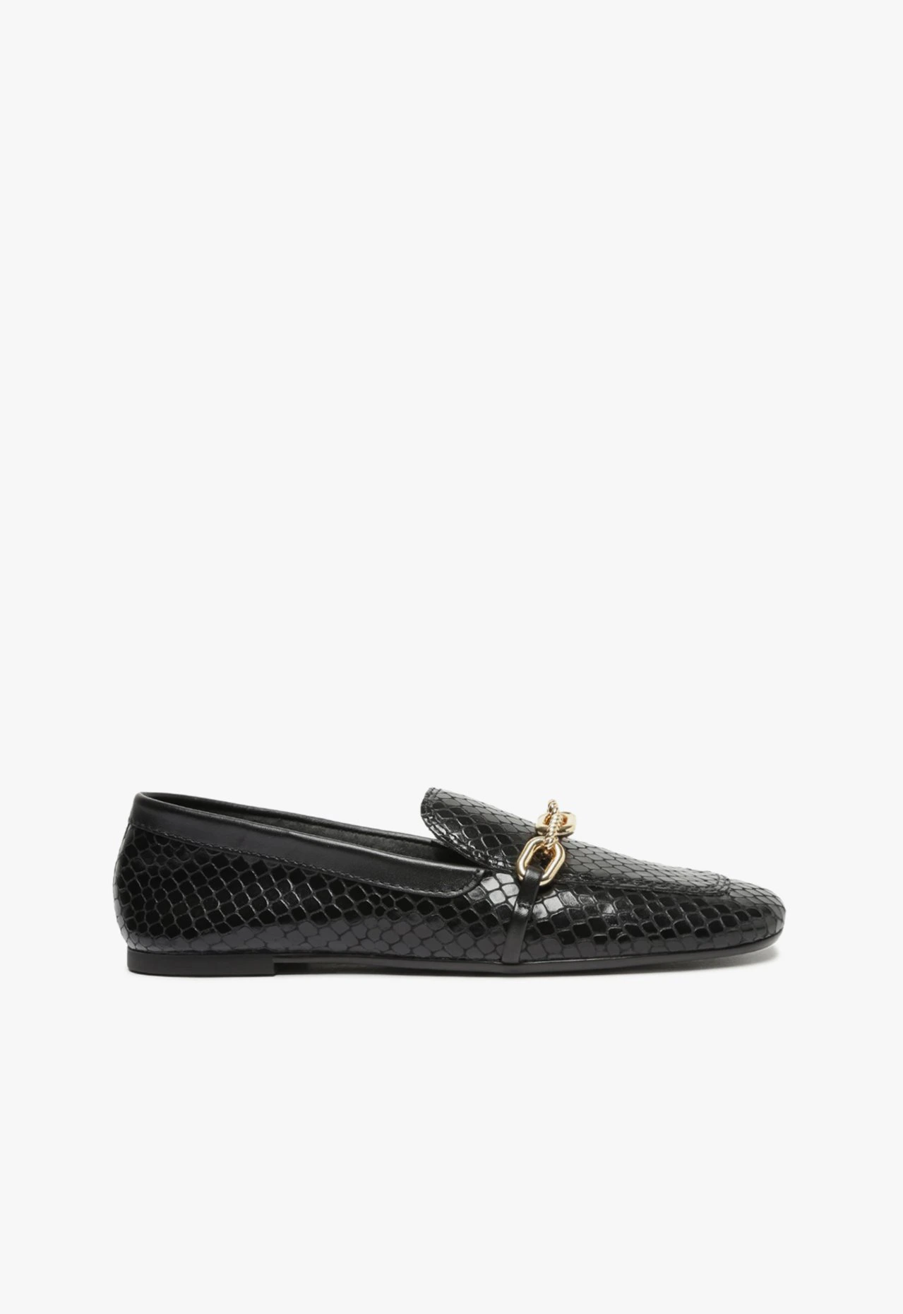 Mocassim Couro Snake Corrente Preto