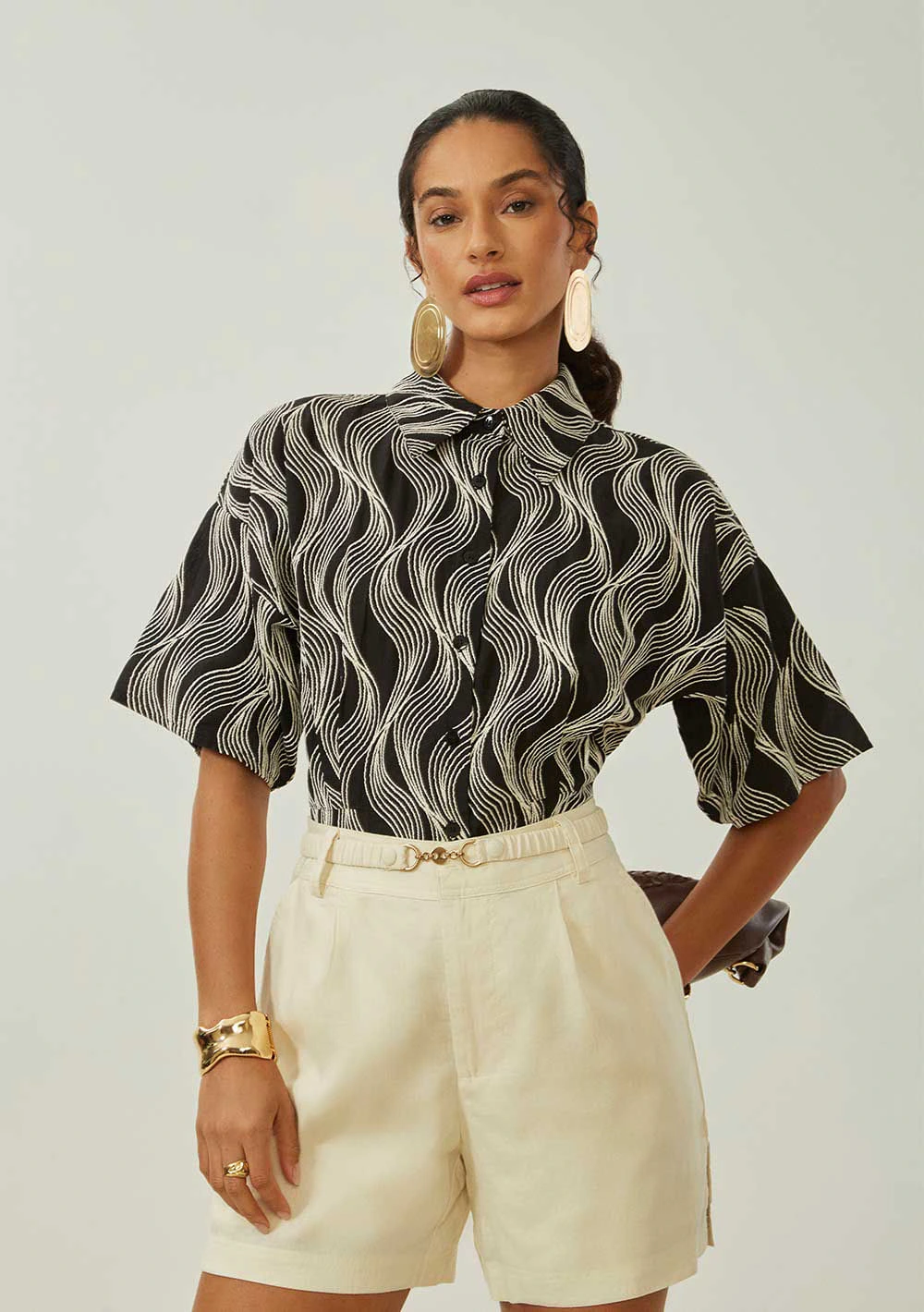 Shorts Maria.Valentina Reto Alta Bege