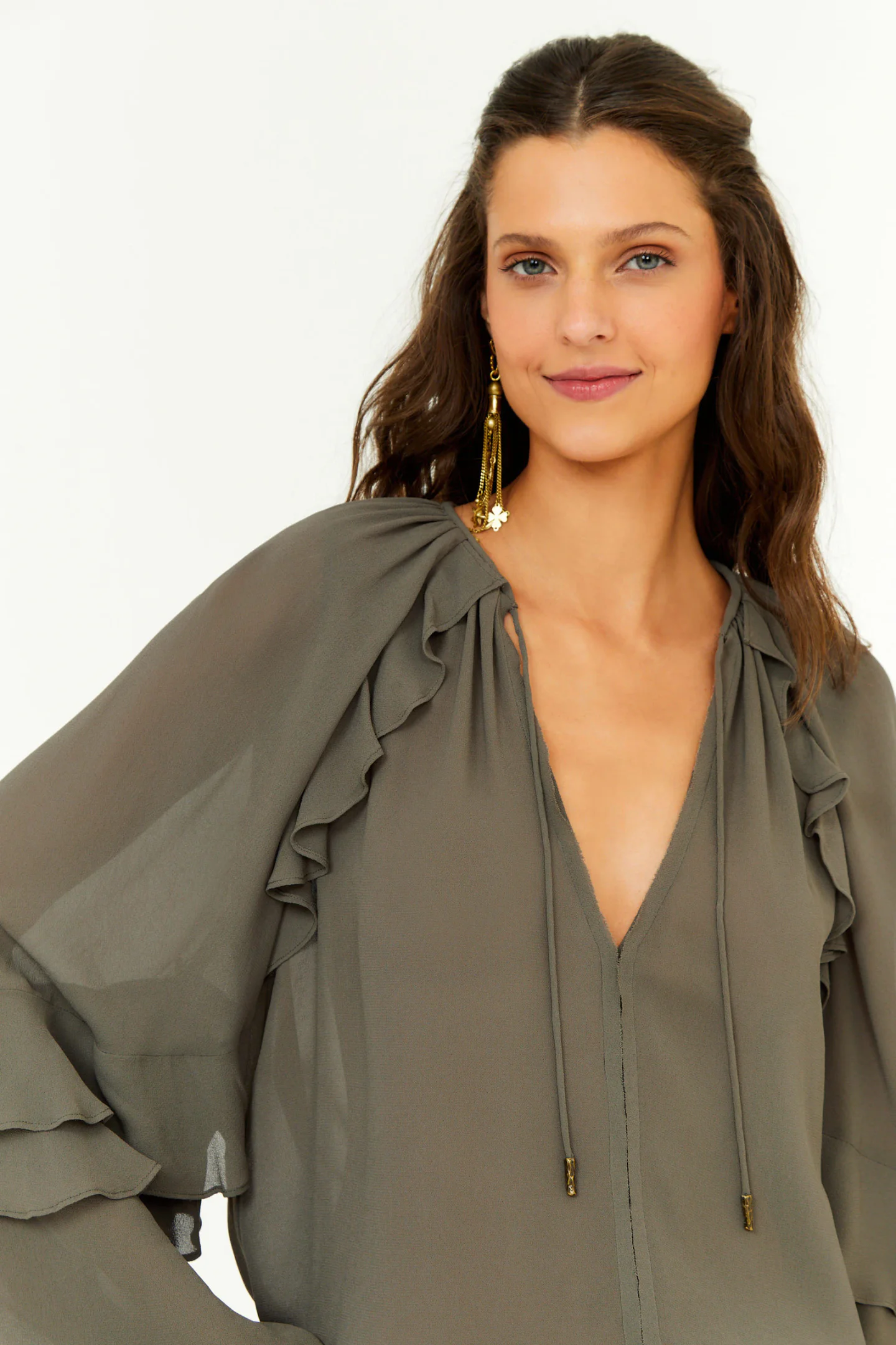 Blusa Manga Longa Ggt Babados