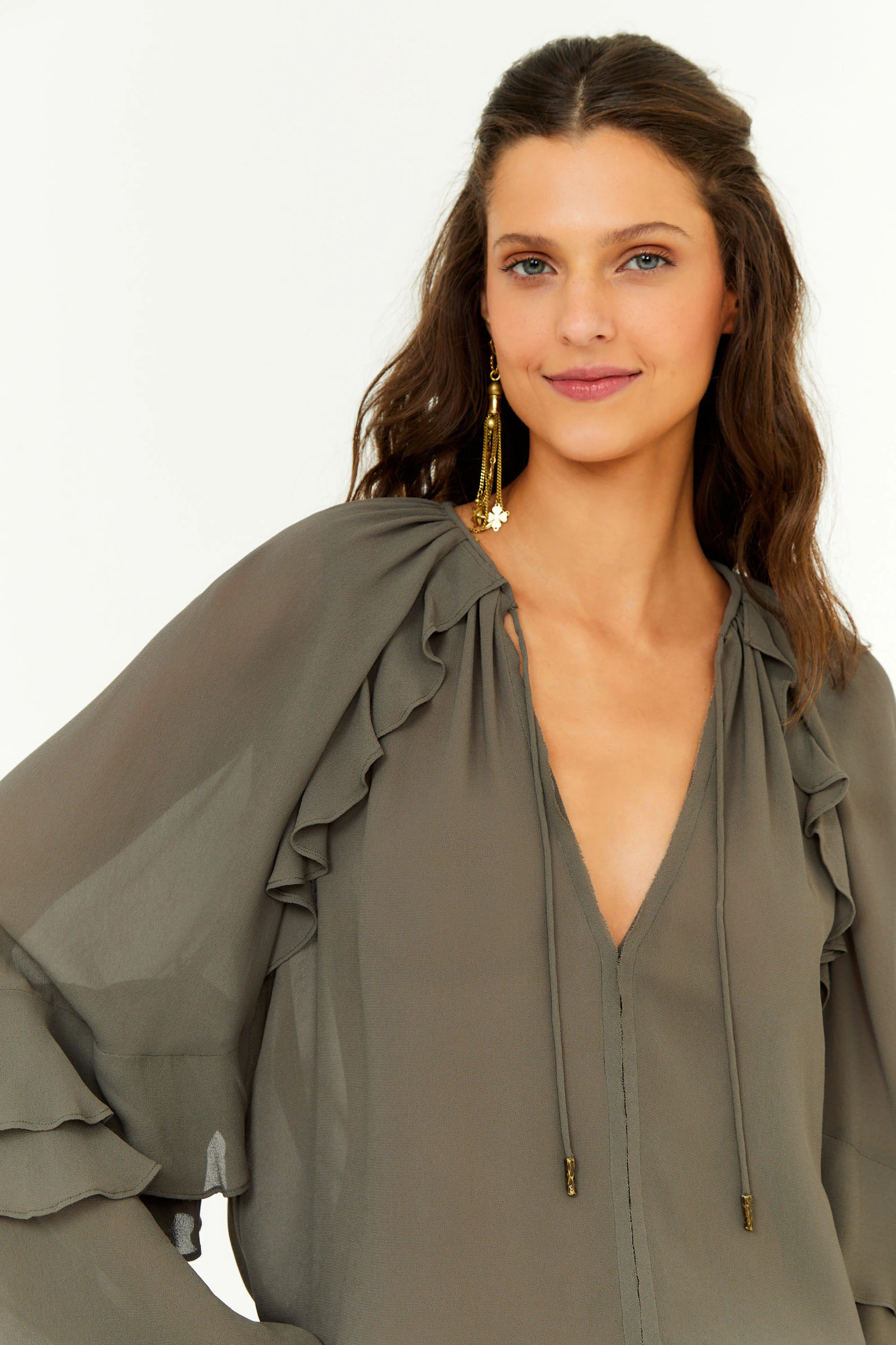 Blusa Manga Longa Ggt Babados