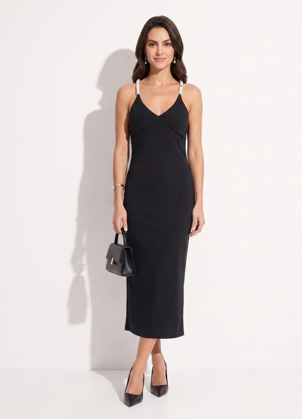 Quintess - Vestido Preto em Malha Crepe