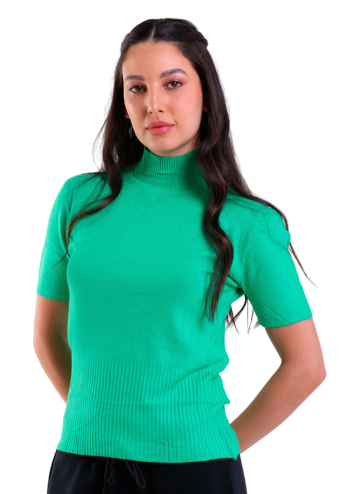 Blusa Feminina Cacharrel Manga Curta com Barra Canelada