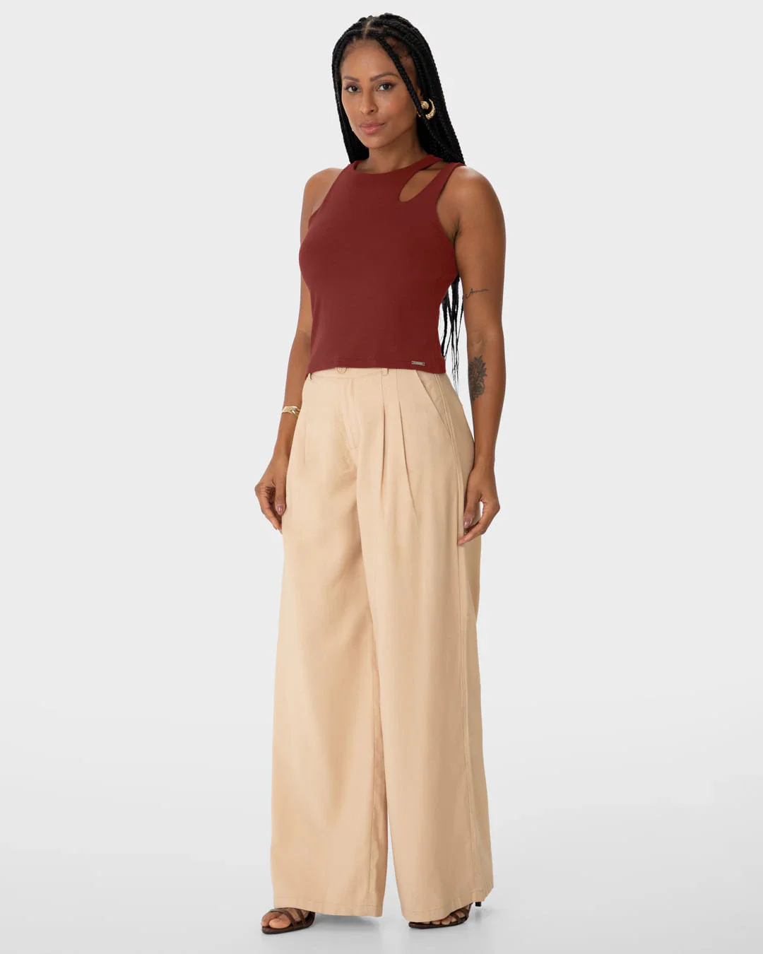 Regata Justa Feminina Recorte Cut Out Ombro Em Viscose Stretch - ENFIM