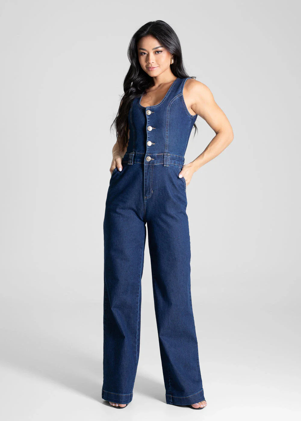 Macacão Jeans Longo Sawary - 281284 AZUL