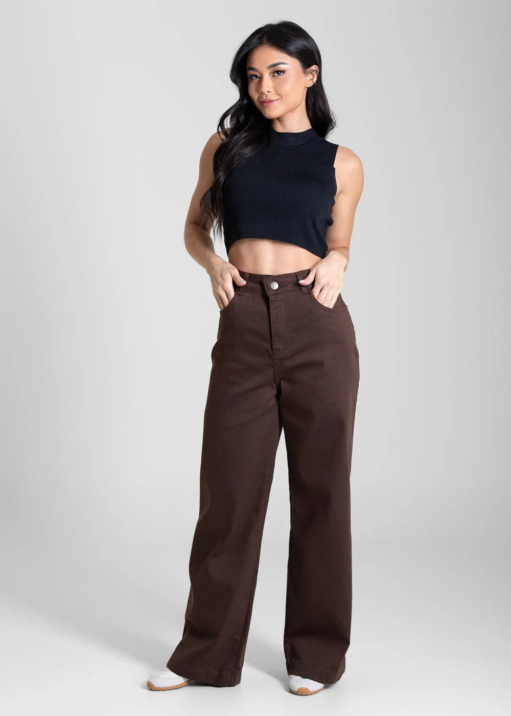 Calça Sarja Sawary Wide Leg Petit - 283694 MARROM