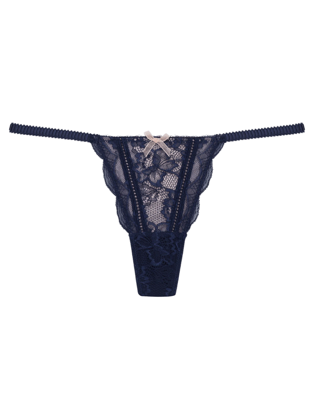 Calcinha Fio String Renda Celina Azul Peacoat