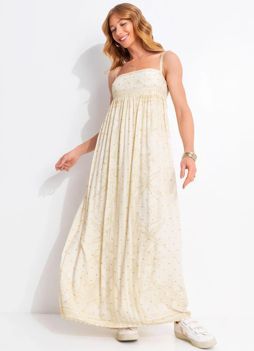 Farm - Vestido Longo Aventureiro Bege