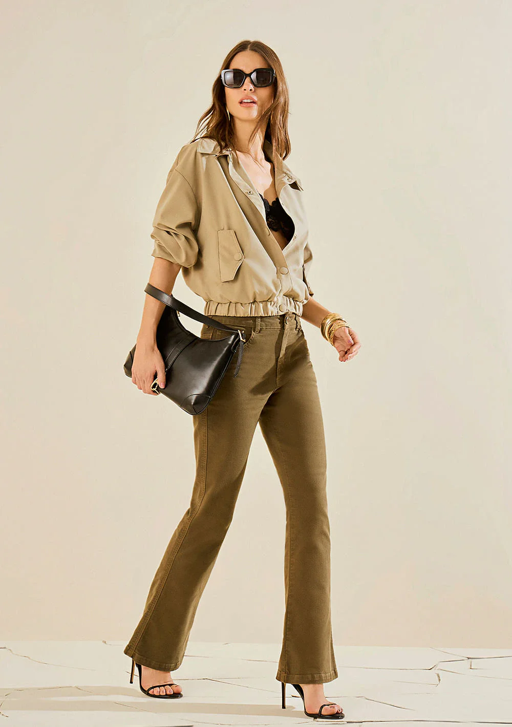 Calça Morena Rosa Boot Cut Alta Verde