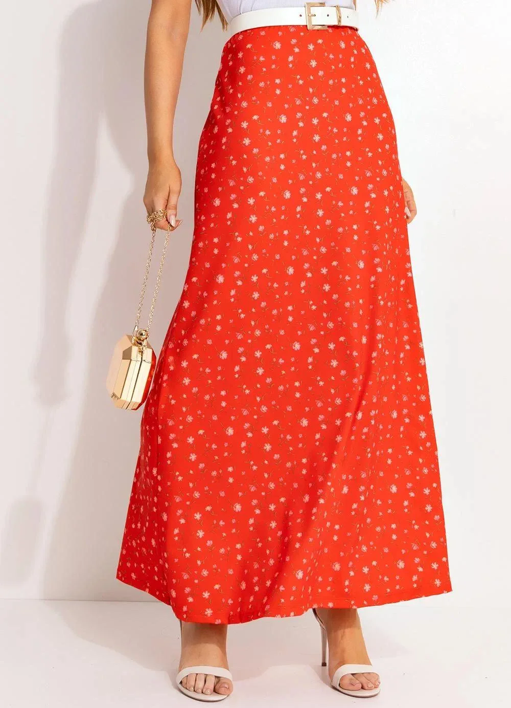 Quintess - Saia Liberty Vermelho em Malha Fria