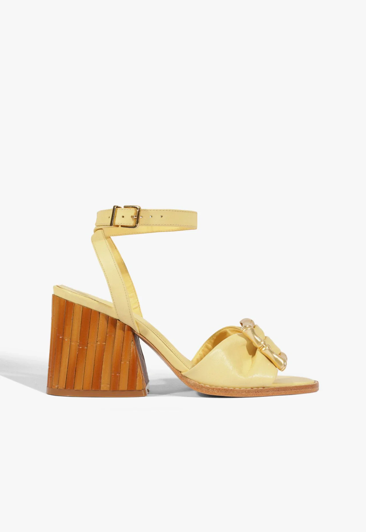 Sandália Enola Bamboo Couro Amarelo