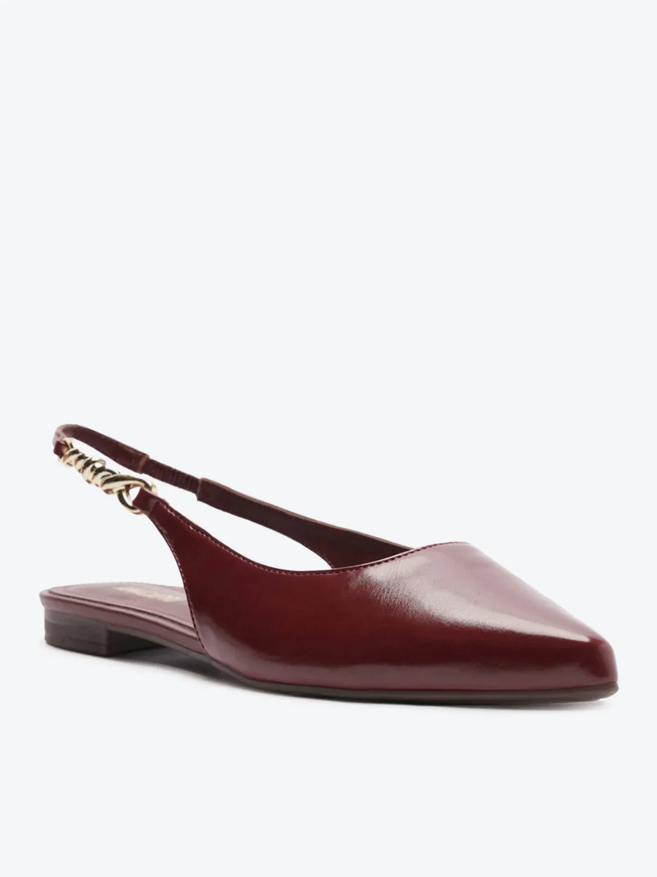 Sapatilha Slingback Bico Fino Metal Vermelha