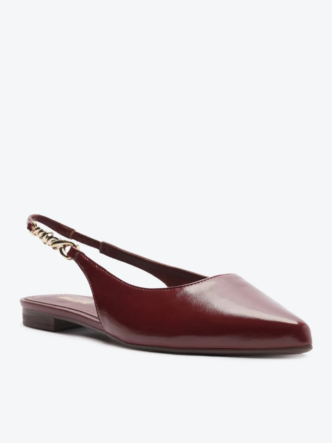 Sapatilha Slingback Bico Fino Metal Vermelha