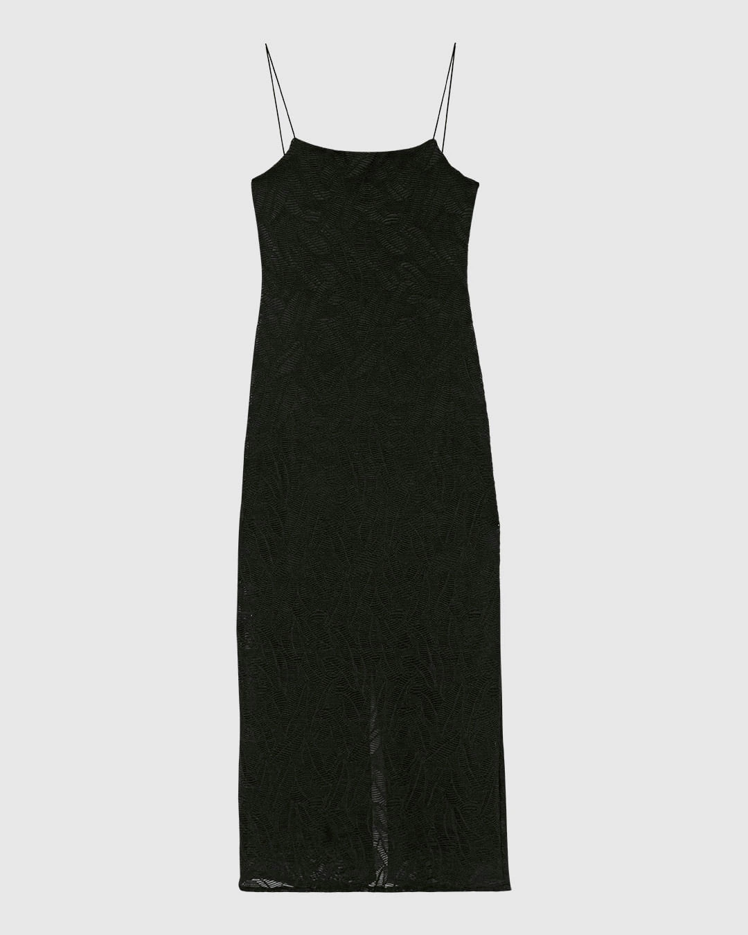 Vestido Midi Feminino Reto Fenda Costas Em Malha Renda Stretch - ENFIM