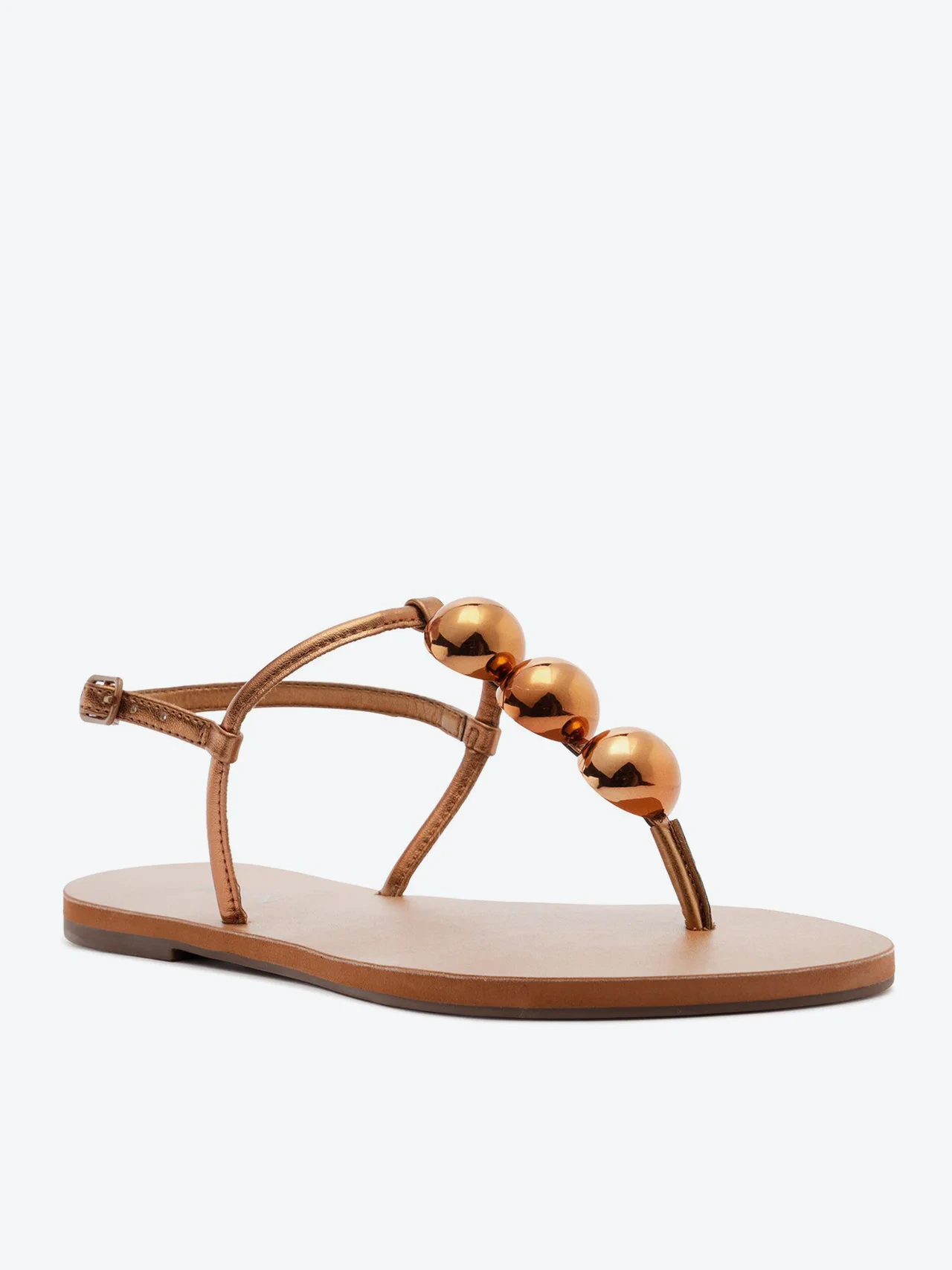 Sandália Rasteira Slim Adorno Bronze