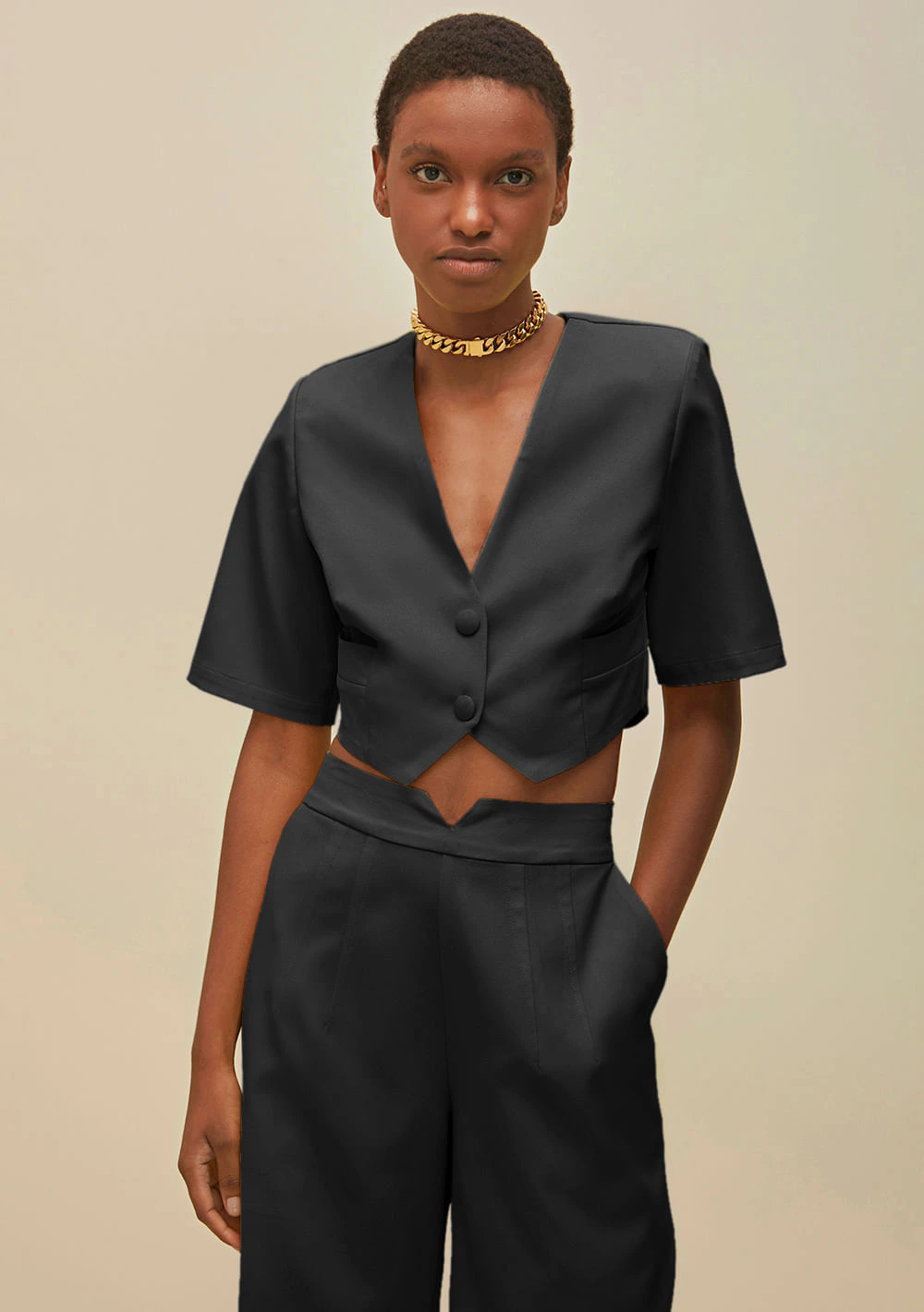 Blazer Morena Rosa Alfaiataria Preto