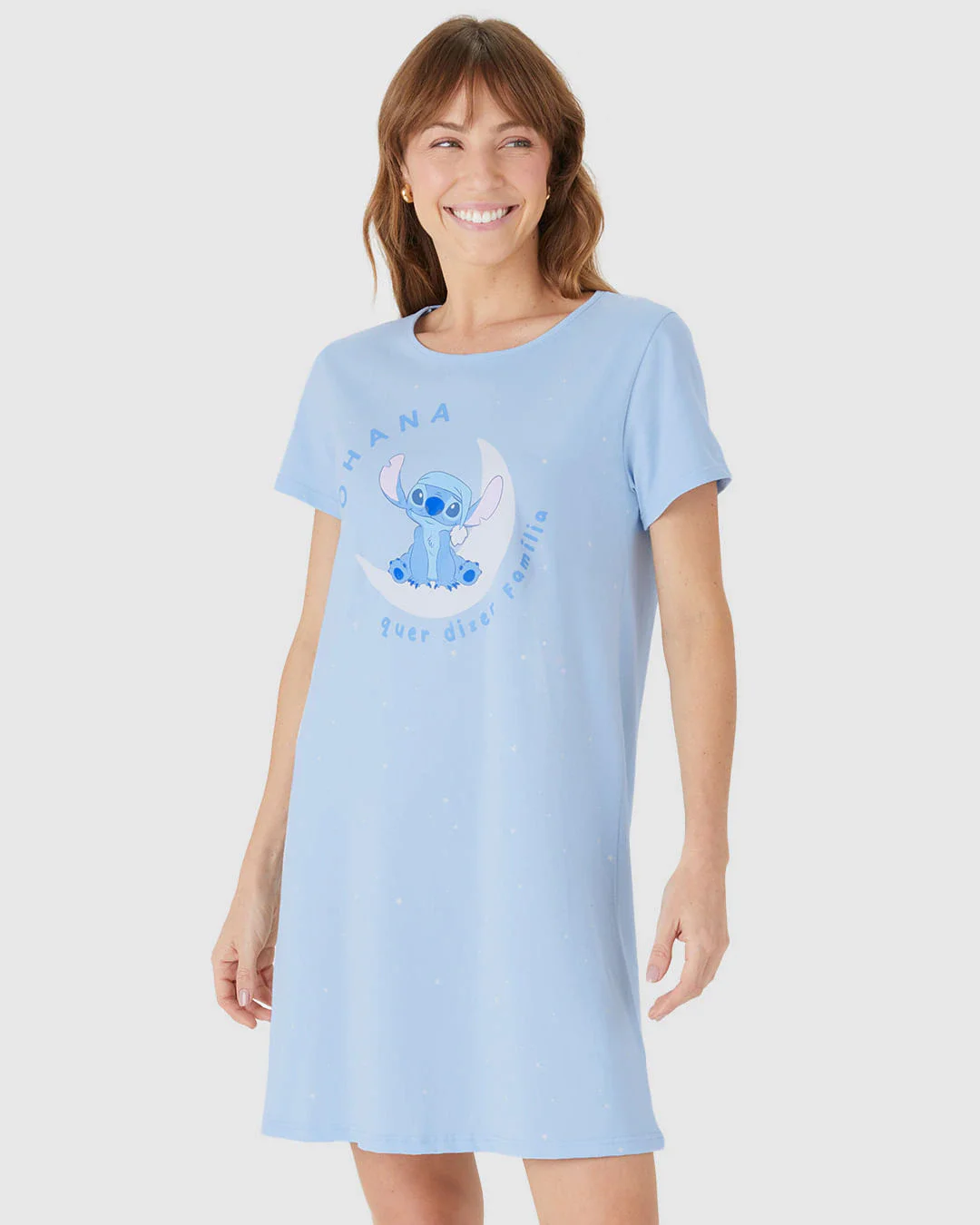 Camisola Feminina Estampa Ohana Stitch Disney Em Algodão