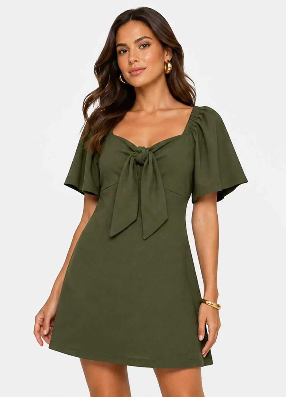 Infinita Cor - Vestido Feminino Curto Malha Visco Classic Verde