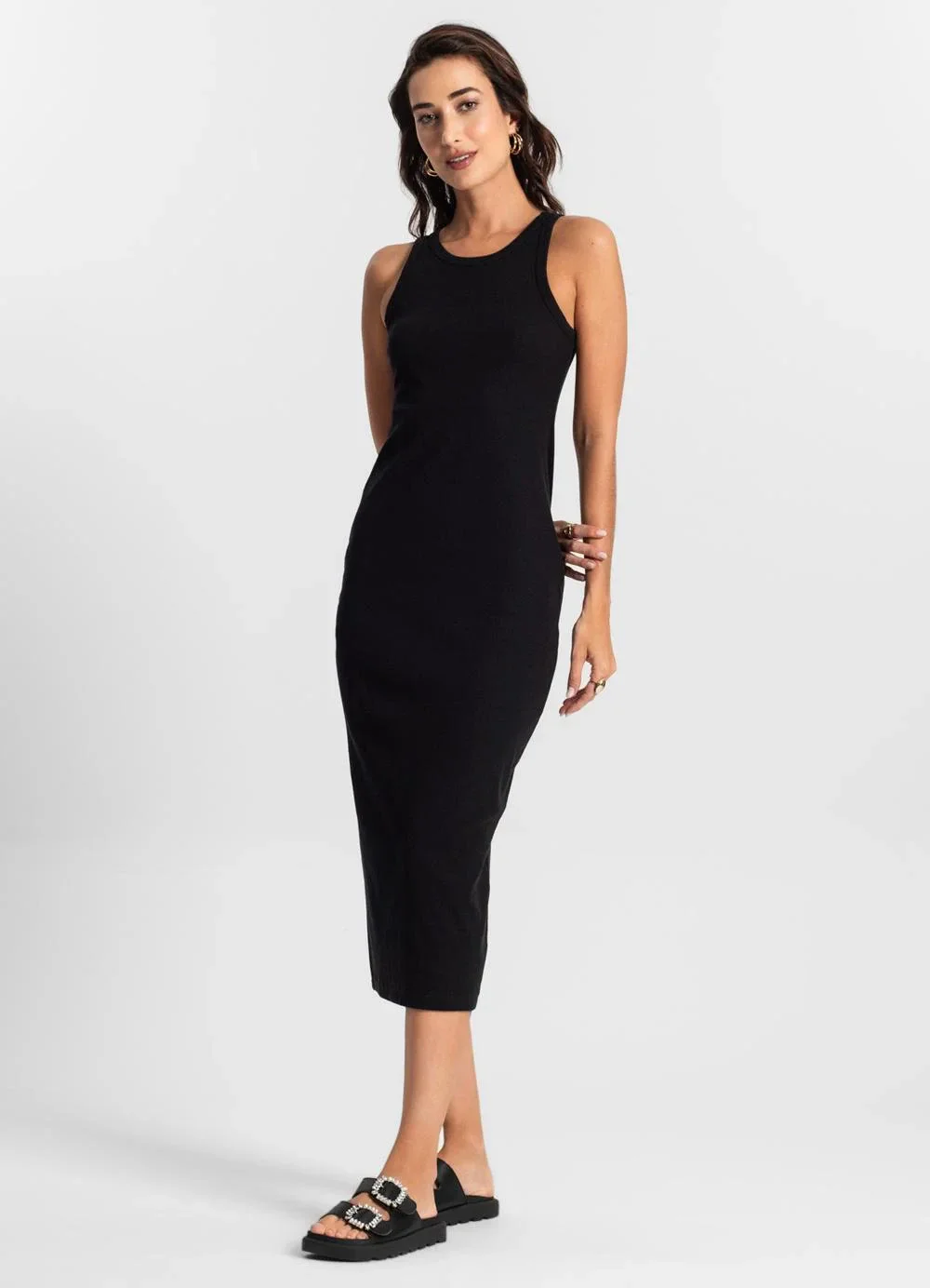 Rovitex - Vestido Midi Feminino de Ribana Ko Preto