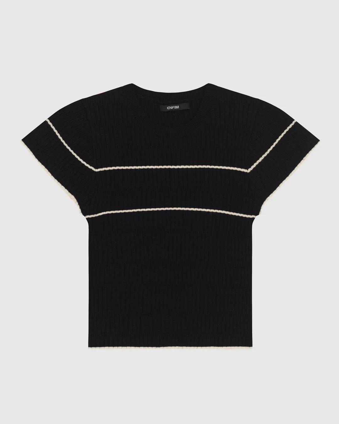 Blusa Feminina Listra Frontal Manga Fluída Em Tricô Canelado - ENFIM