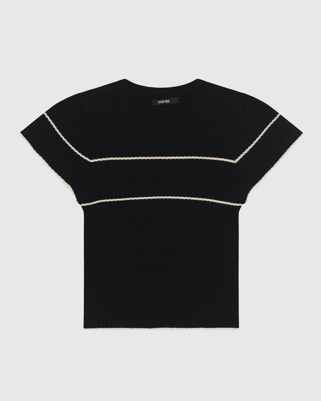 Blusa Feminina Listra Frontal Manga Fluída Em Tricô Canelado - ENFIM