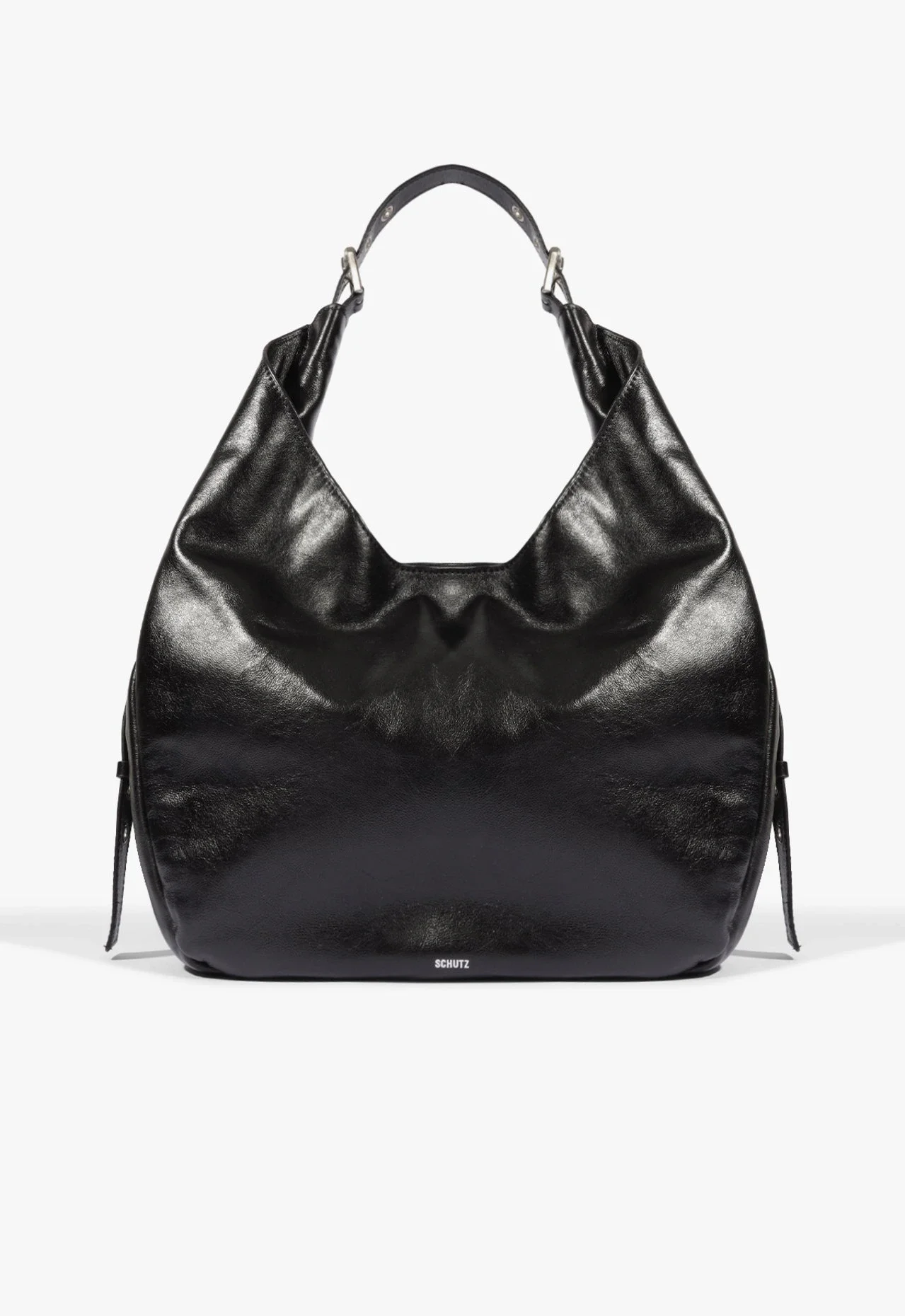 Bolsa Maxi Hobo Jack Buckle Couro Preta