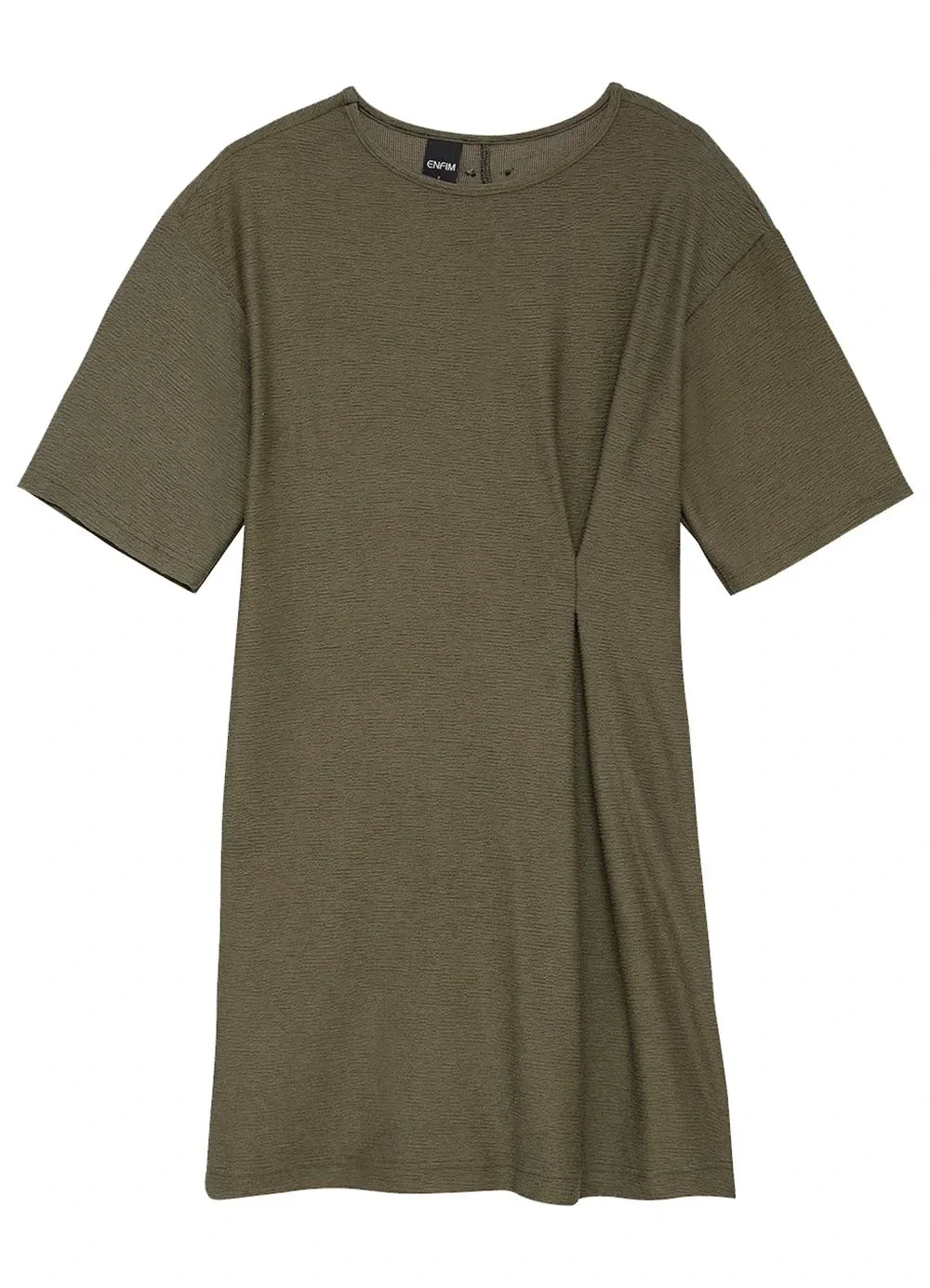 Enfim - Vestido Amplo com Prega Verde Militar