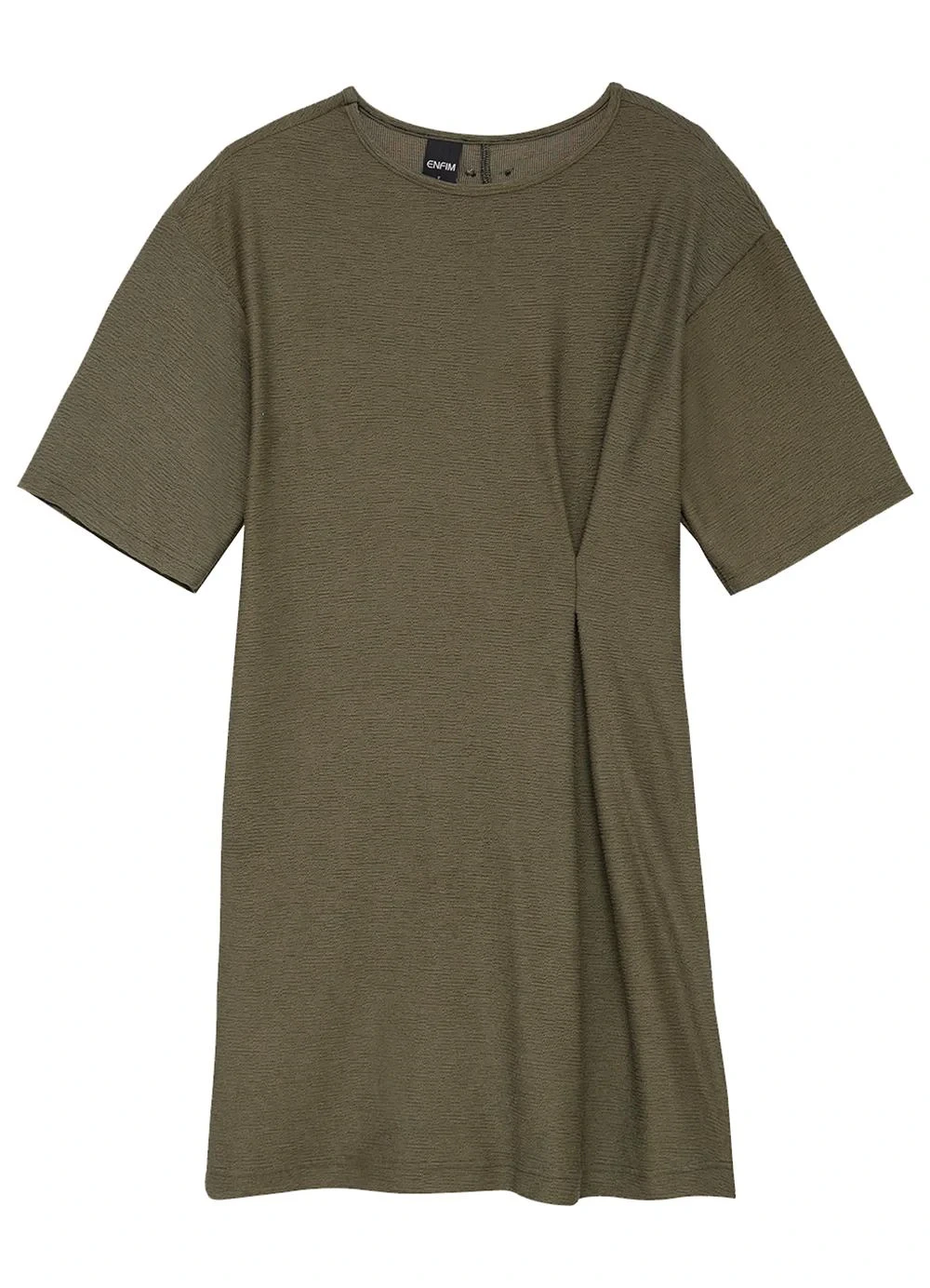 Enfim - Vestido Amplo com Prega Verde Militar