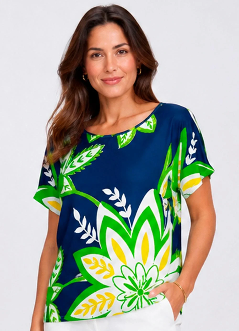 Infinita Cor - Blusa Feminina em Malha de Viscose Azul