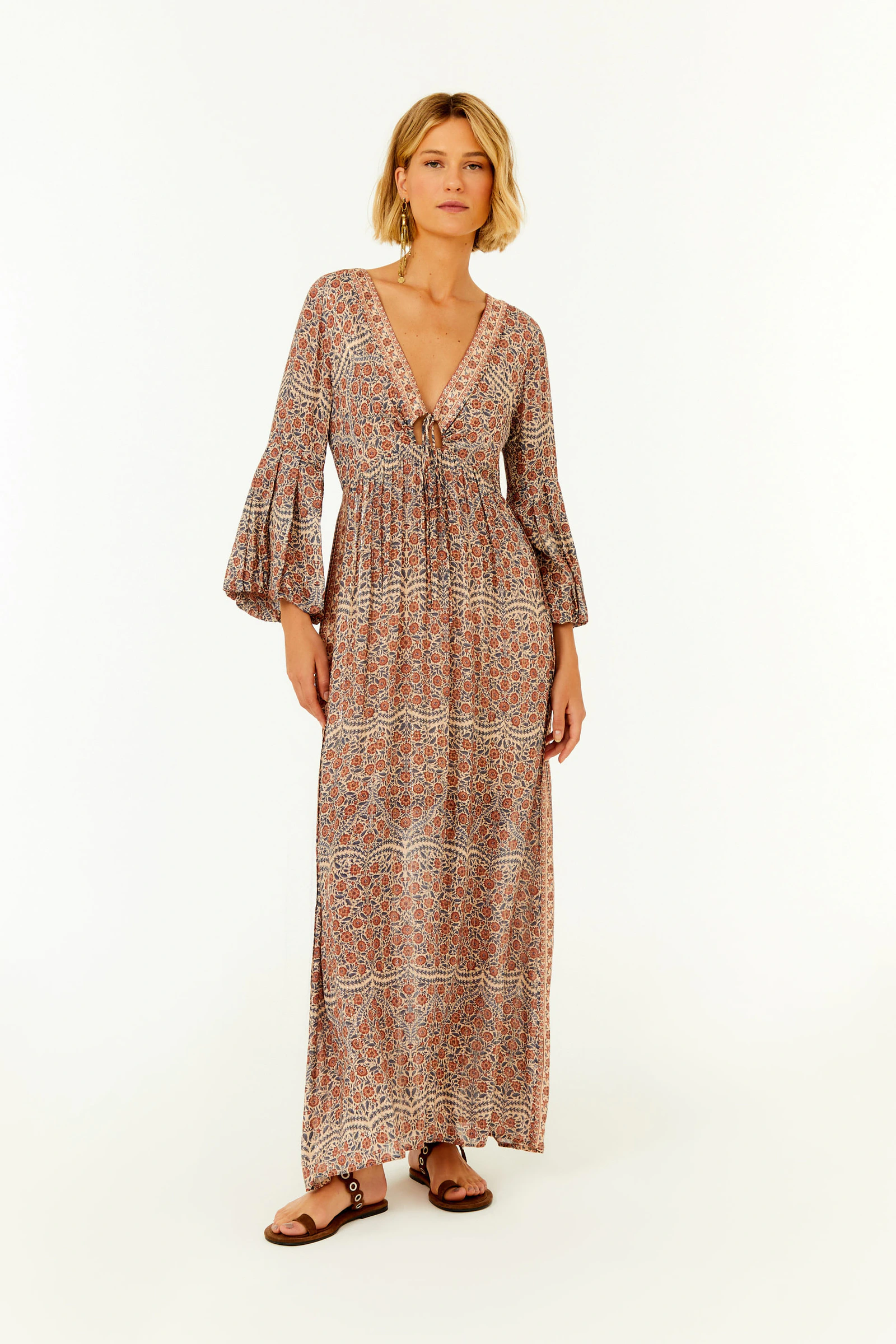 Vestido Manga Estampa Lisse