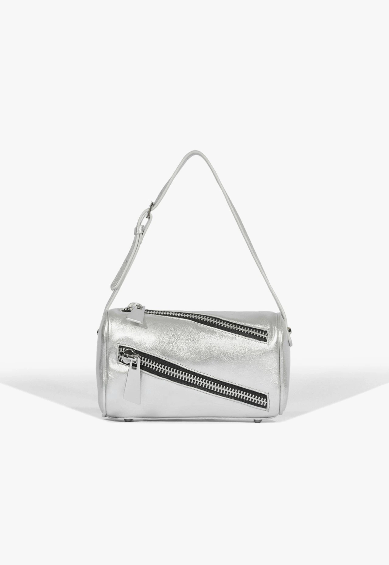 Bolsa Shoulder Couro Metalizado Prateada