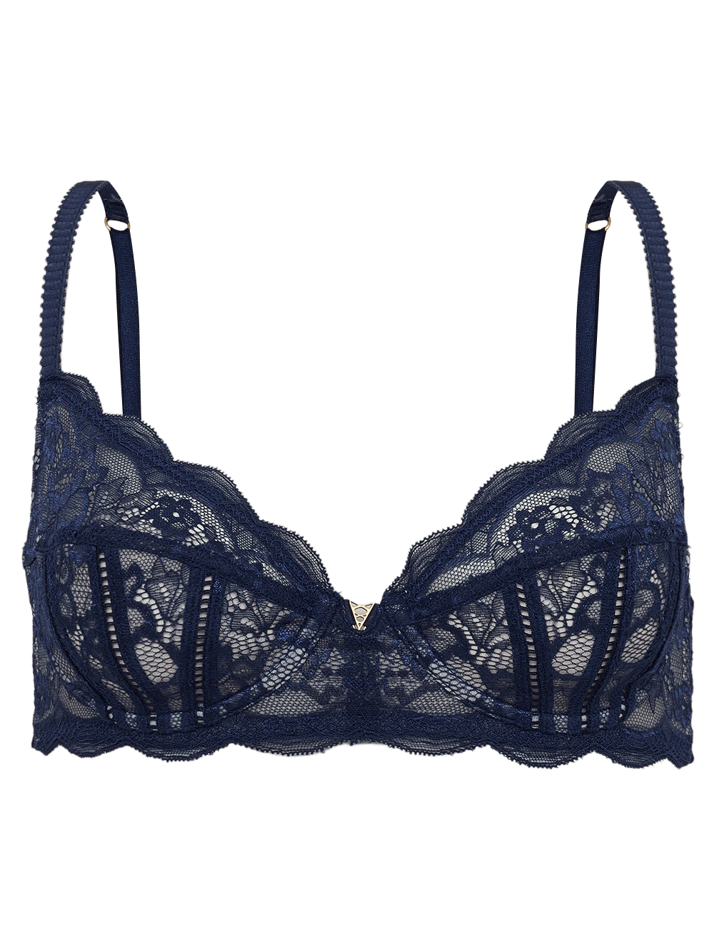 Sutiã Meia Taça Underwire Renda Celina Azul Peacoat
