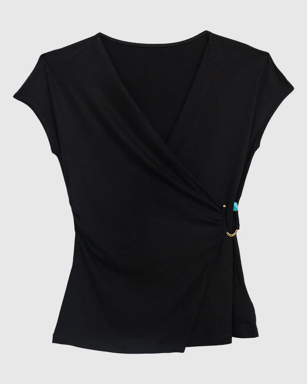 Blusa Feminina Transpassada Detalhe Argola Com Pedra Viscose Stretch - ENFIM