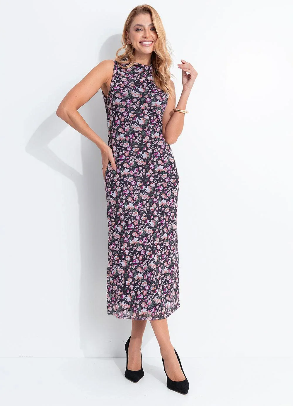 Quintess - Vestido Floral em Tule