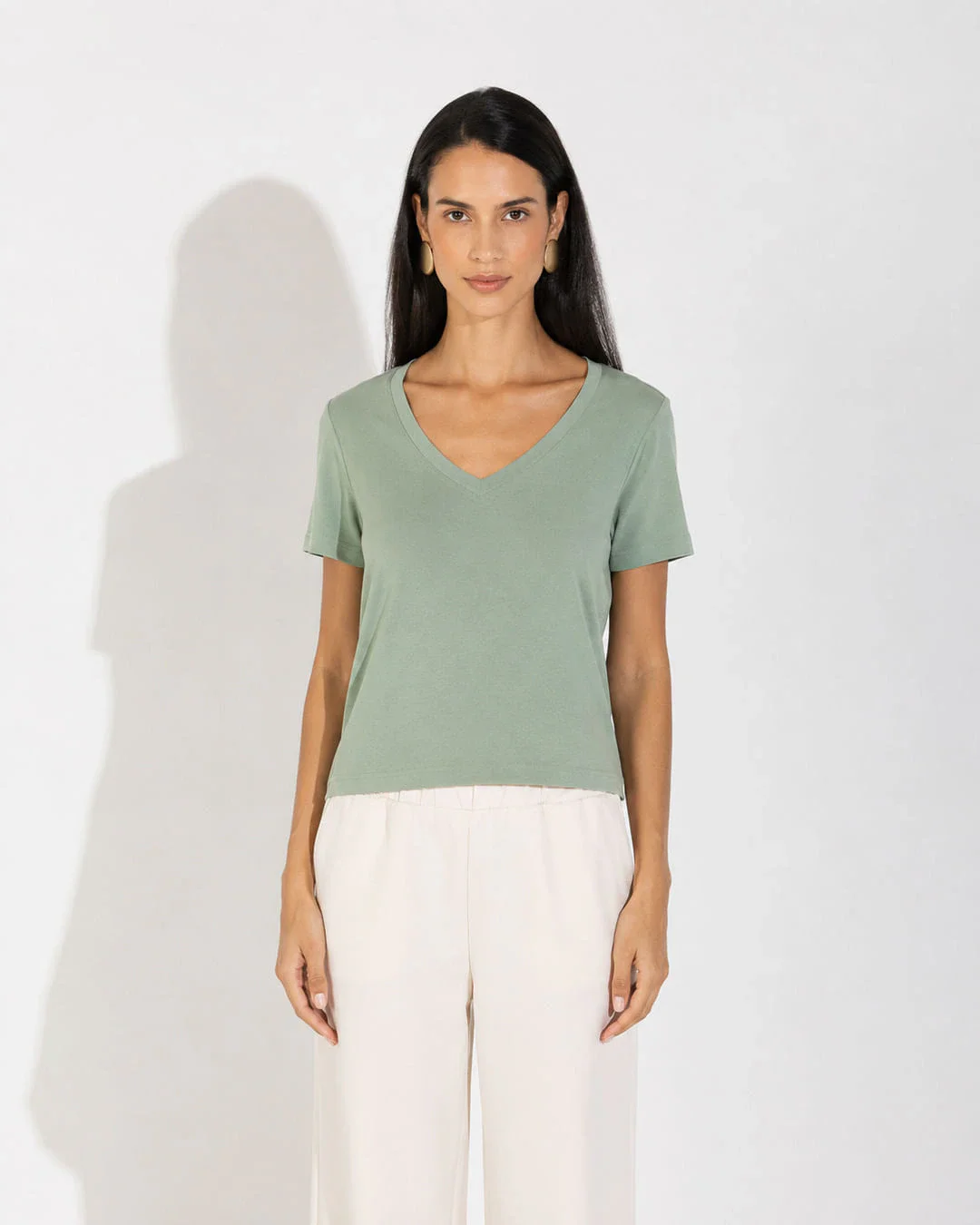 Camiseta Pima Gola V Feminina
