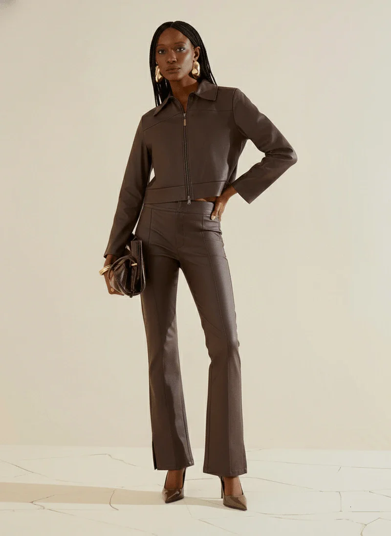 Calça Morena Rosa Boot Cut Alta Marrom