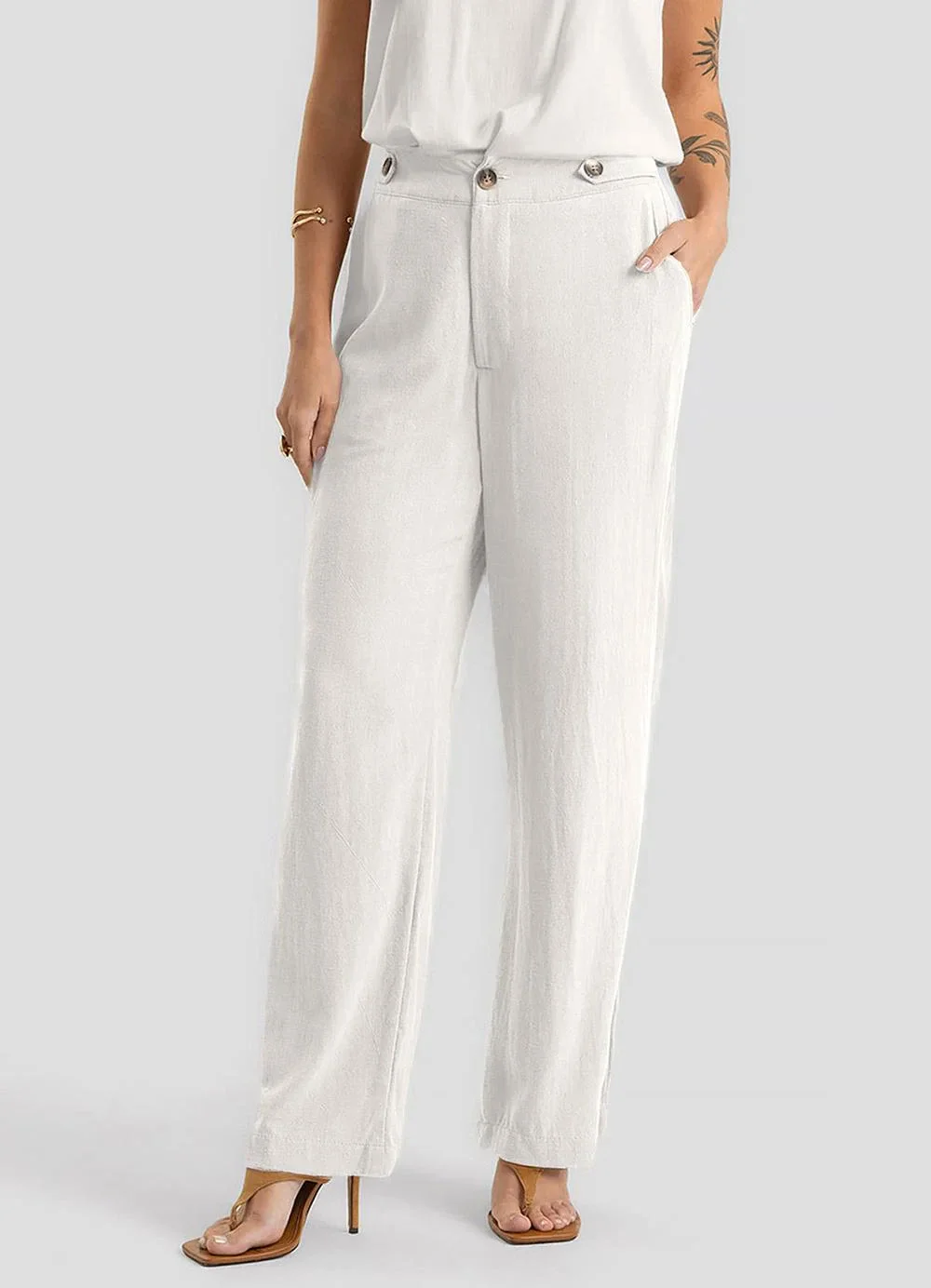 Dianna - Calça Feminina Tecido Linho Strong Branco